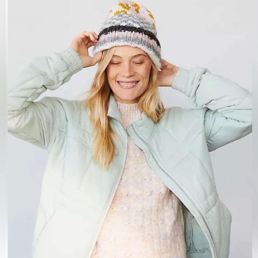 Allfenix Anthropologie Soft Sage Green Quilted Jacket size XS
